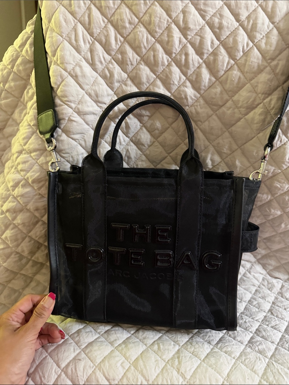 Marc Jacobs Black 'The Tote Bag' Small Nylon Tote with Strap
